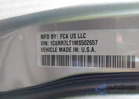 2021 Ram 1500 Classic Slt из США, поврежденный, VIN 1C6RR7LT1MS502657